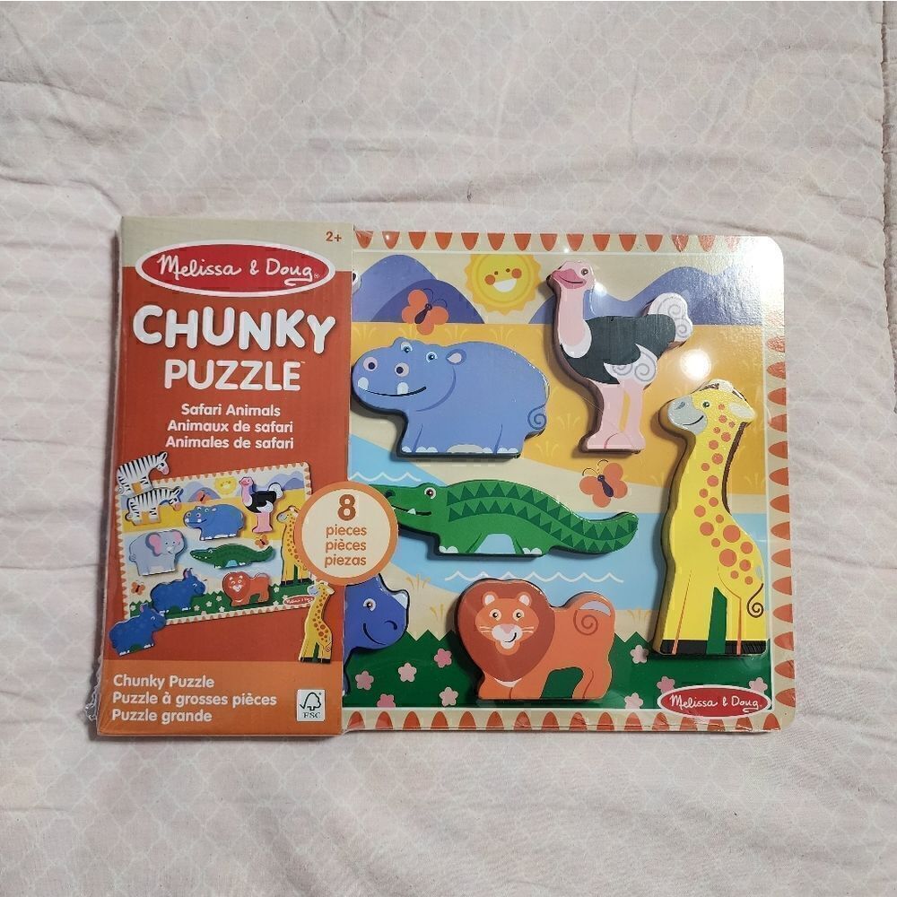 New Melissa & Doug Safari Wooden Chunky Puzzle